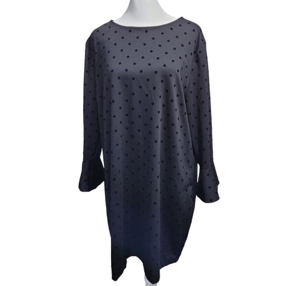 Old Navy XL Black Velvet Swiss Dot Dress Long Sleeve Polka Dot Coquette Twee - Picture 1 of 8